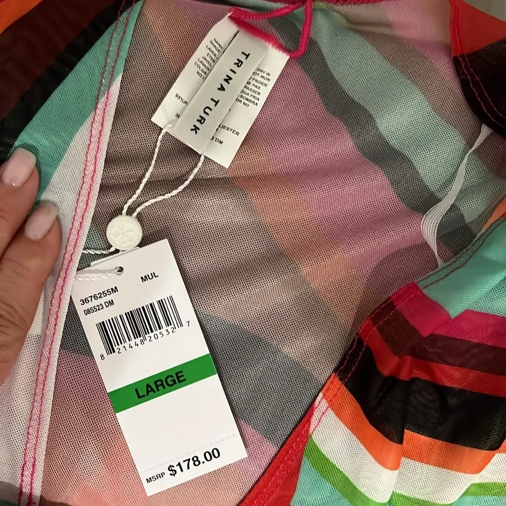 NWT Trina Turk Fontaine Mesh Maxi Dress Coverup Multicolor